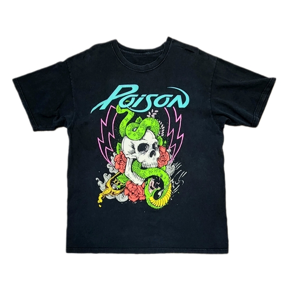 💀 Poison Band/Concert Men's T-Shirt Size Large 🐍 - Picture 4 of 4
